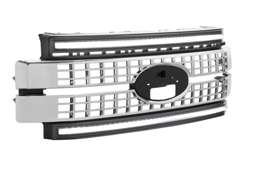 FORD SD 17-19 GRILLE CHROME WHITE DRL